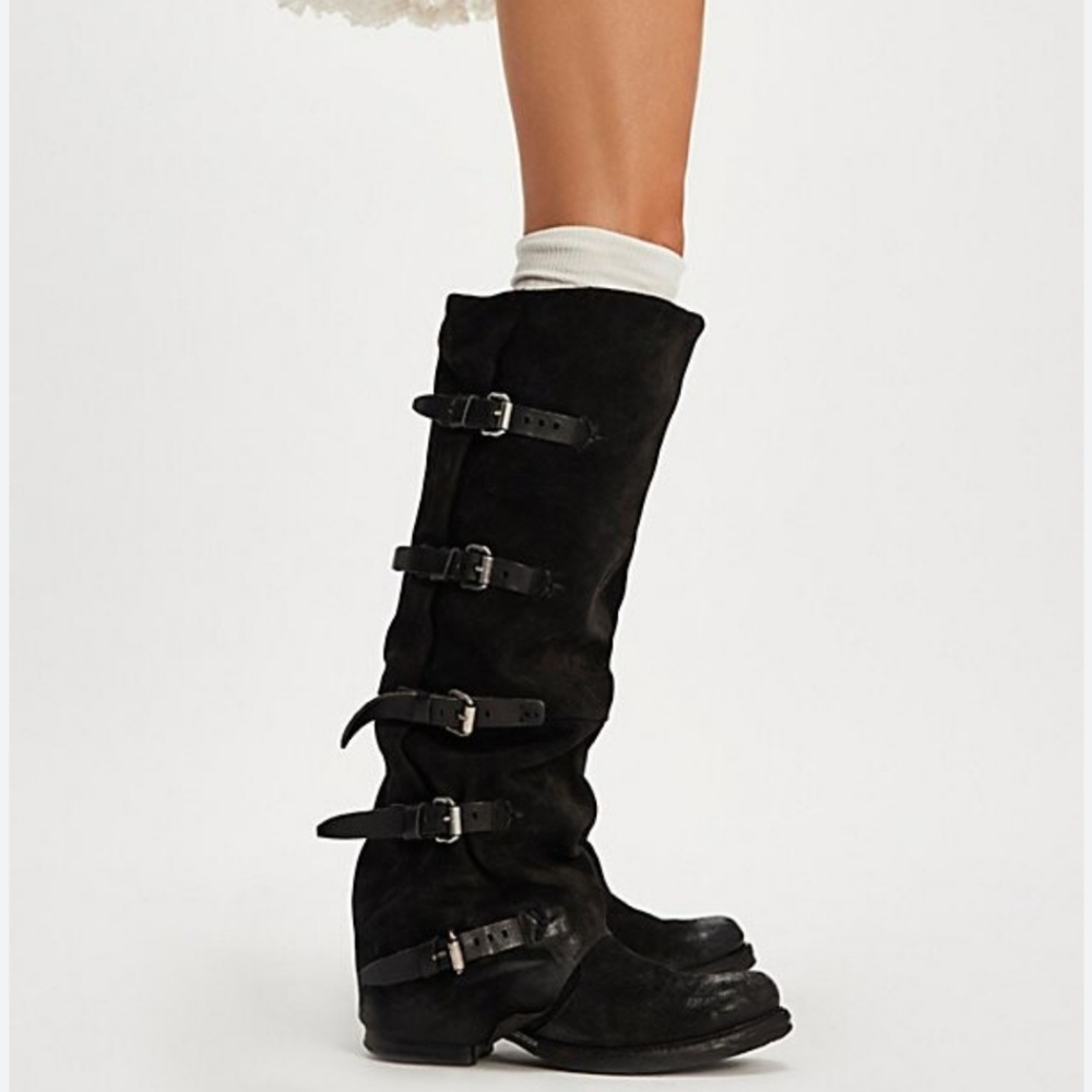 A.S.98 Tatum Shaylynn Over the Knee Boots Burnished Leather Biker Sz EU 36 /US 6